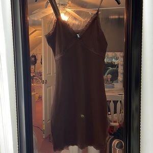 Brown mini dress with lace